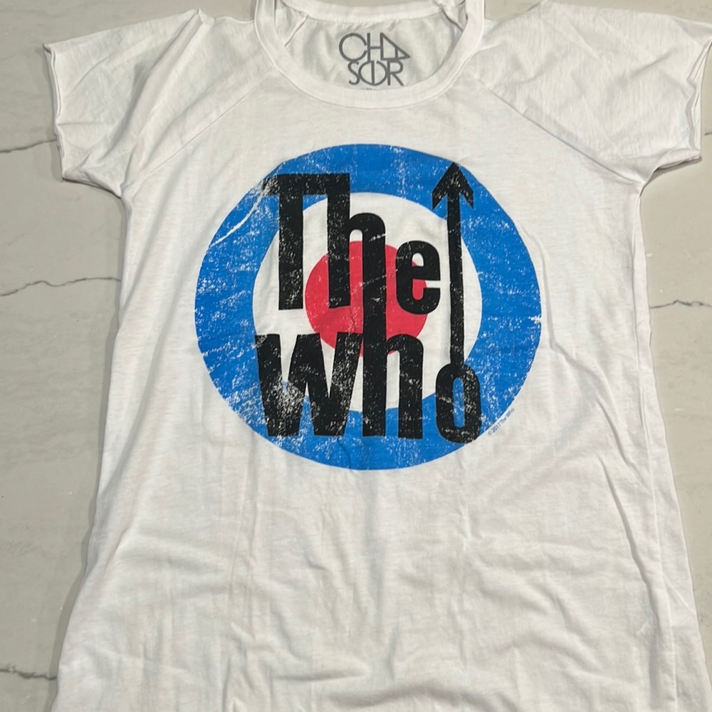 Chaser White Short Sleeve Tee with Blue & Red Target Graphic